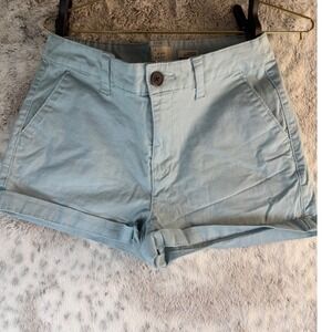 A New Day Light Blue Cuffed Chino Shorts Women's‎ Size 4 Stretch Casual